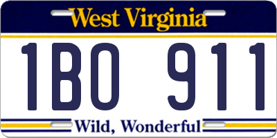 WV license plate 1BO911