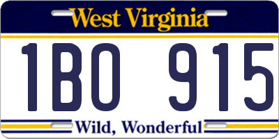 WV license plate 1BO915