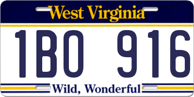 WV license plate 1BO916