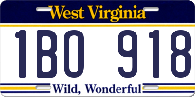 WV license plate 1BO918