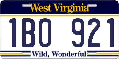 WV license plate 1BO921