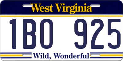 WV license plate 1BO925