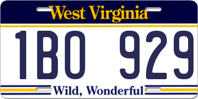 WV license plate 1BO929