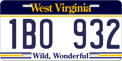 WV license plate 1BO932