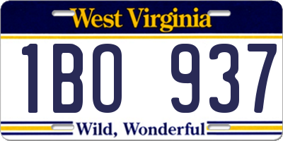 WV license plate 1BO937