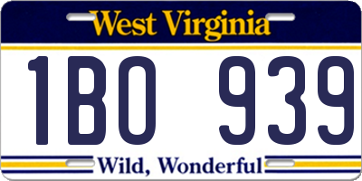 WV license plate 1BO939