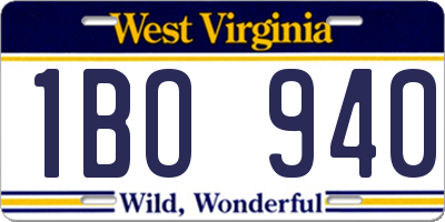 WV license plate 1BO940