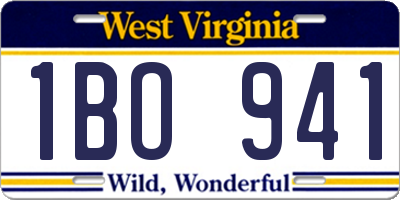 WV license plate 1BO941