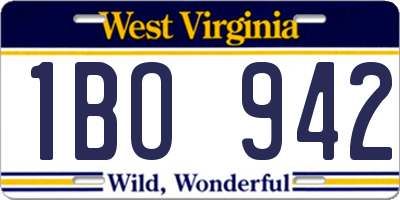 WV license plate 1BO942