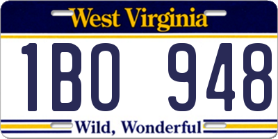 WV license plate 1BO948