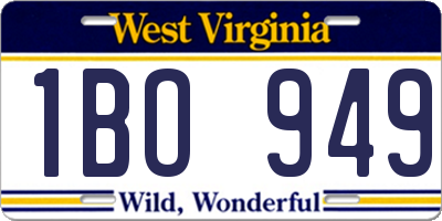 WV license plate 1BO949