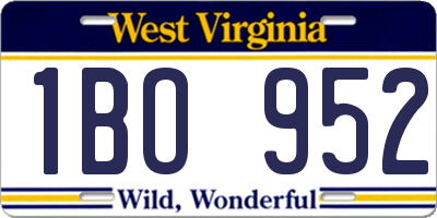 WV license plate 1BO952