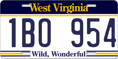 WV license plate 1BO954