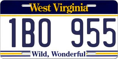 WV license plate 1BO955