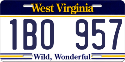 WV license plate 1BO957