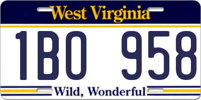 WV license plate 1BO958