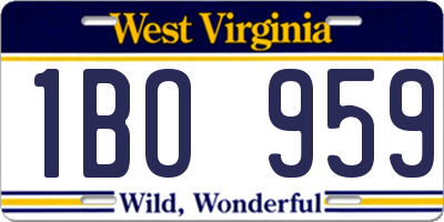 WV license plate 1BO959