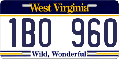 WV license plate 1BO960