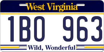 WV license plate 1BO963