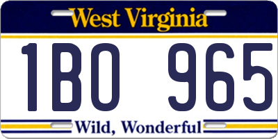 WV license plate 1BO965
