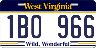 WV license plate 1BO966