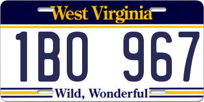 WV license plate 1BO967
