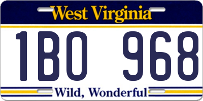 WV license plate 1BO968