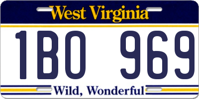 WV license plate 1BO969