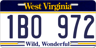 WV license plate 1BO972
