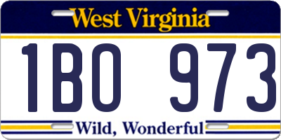 WV license plate 1BO973