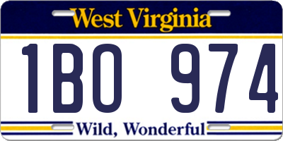 WV license plate 1BO974