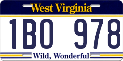 WV license plate 1BO978