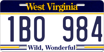 WV license plate 1BO984