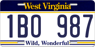 WV license plate 1BO987