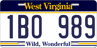 WV license plate 1BO989