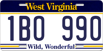 WV license plate 1BO990