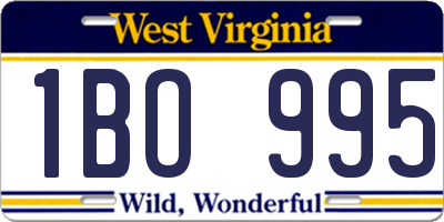 WV license plate 1BO995