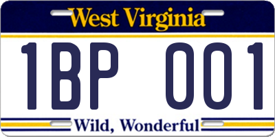 WV license plate 1BP001