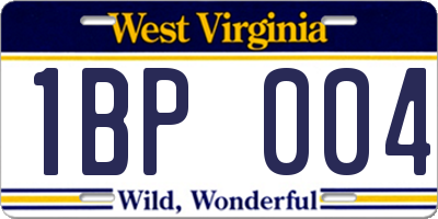WV license plate 1BP004