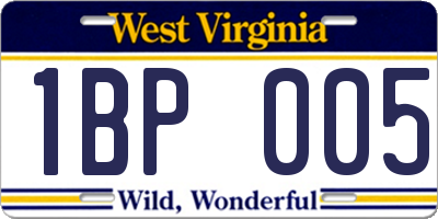 WV license plate 1BP005