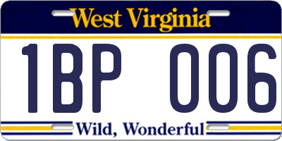 WV license plate 1BP006