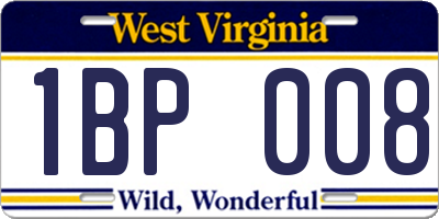WV license plate 1BP008