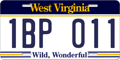 WV license plate 1BP011