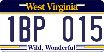 WV license plate 1BP015