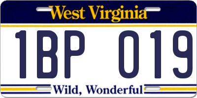 WV license plate 1BP019