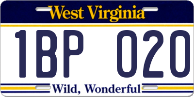 WV license plate 1BP020