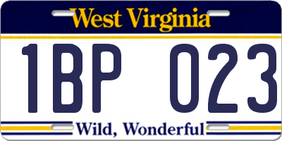 WV license plate 1BP023
