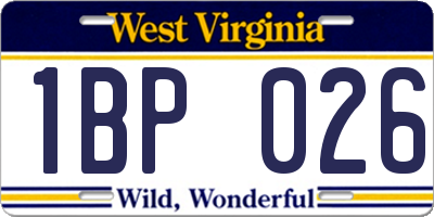 WV license plate 1BP026