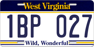 WV license plate 1BP027