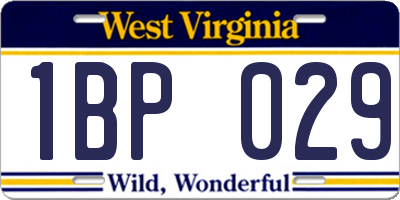 WV license plate 1BP029